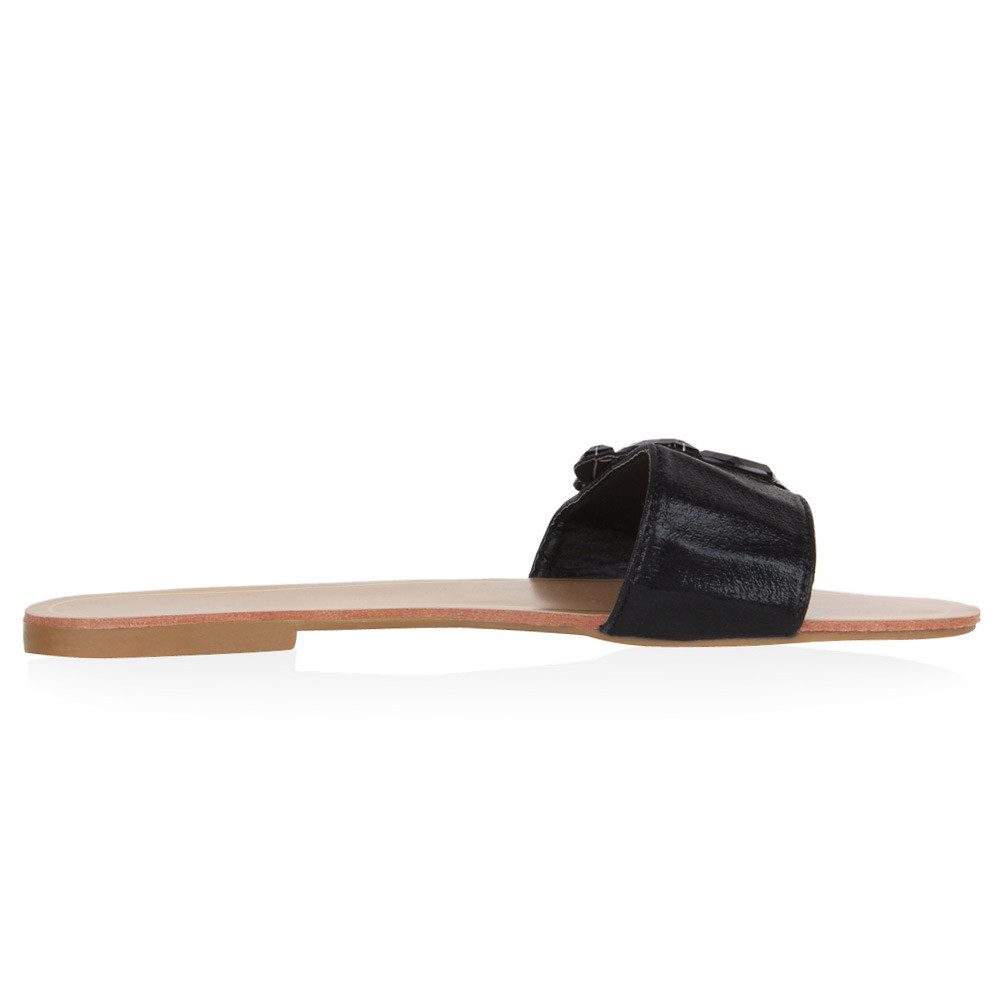 VAN HILL 72088 Pantolette Damen Sandalen Metallic Schlappen Beach Flats