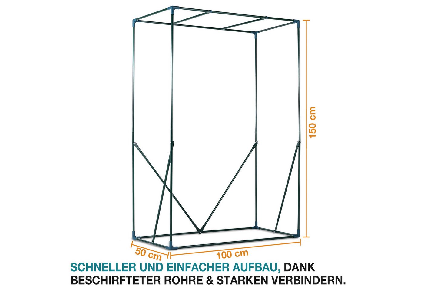 Thumbnail - TOM Foliengewächshaus Tomaten Treibhaus, BxTxH: 100 x 50 x 150 cm, 0,4 mm Wandstärke, 140g/m² verstärkte Gitterschutzfol...