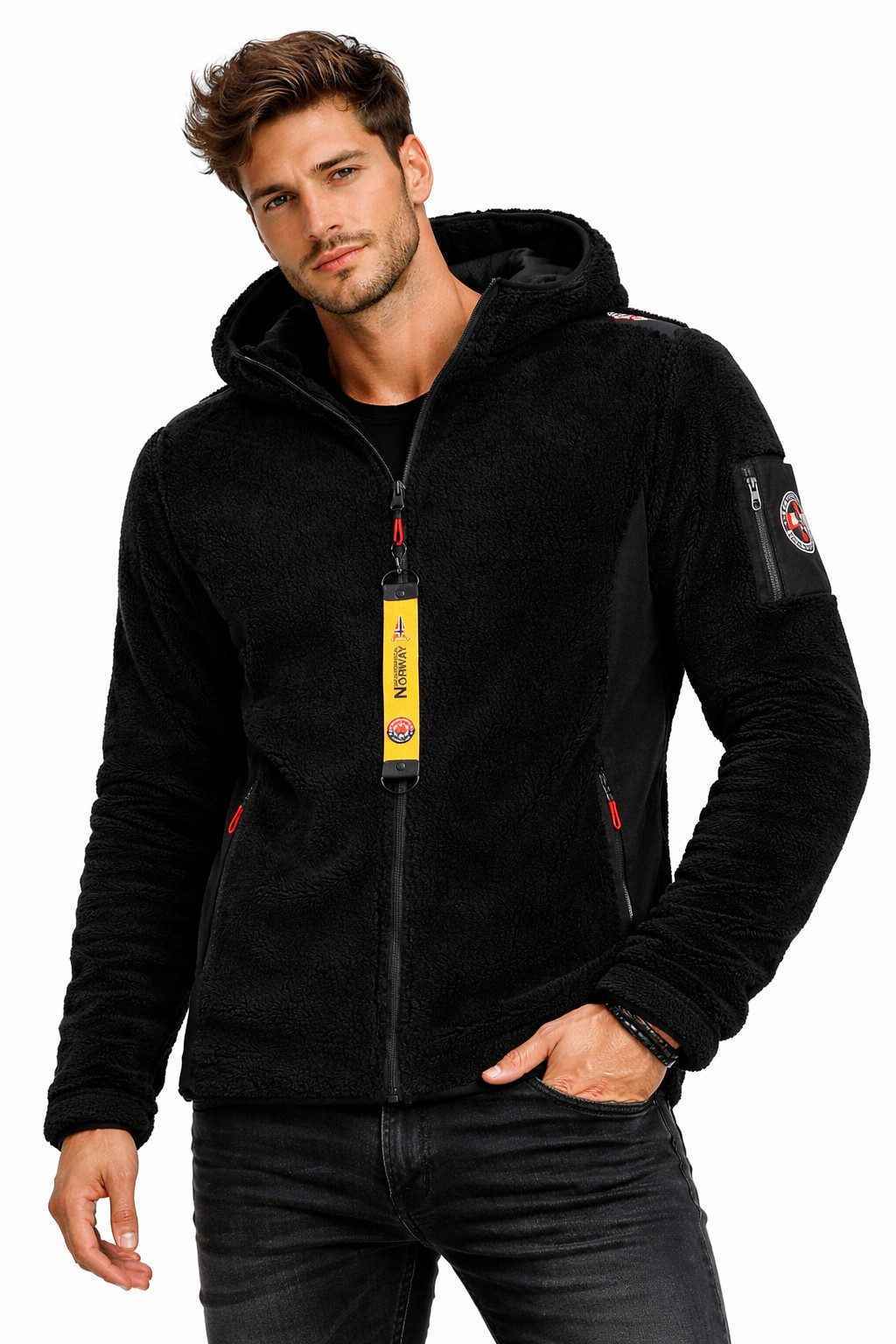 Geographical Norway Fleecejacke Herren Übergangs jacke Teddy Fleece Jacke Outdoor MIX Stoff Frühling