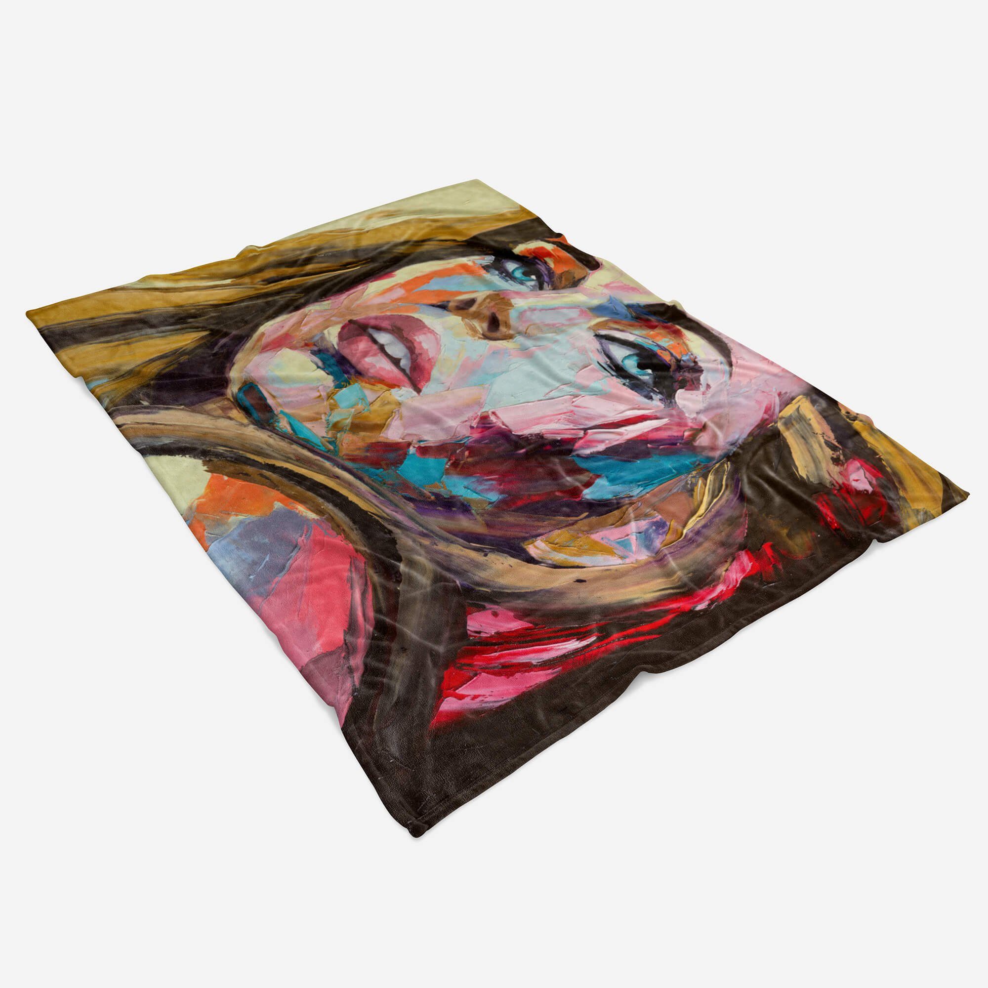 Art Handtücher Baumwolle-Polyester-Mix Sinus Kuscheldecke Frauen Saunatuch Fotomotiv Handtuch (1-St), Abs, mit Handtuch Strandhandtuch Porträt
