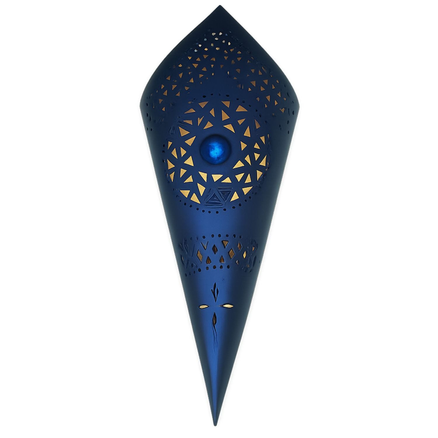 Marrakesch Orient & Mediterran Interior Wandleuchte Wandleuchte Fatma Blau Metall, H 50cm Handarbeit Orientalisch, ohne Leuchtmittel, Handarbeit