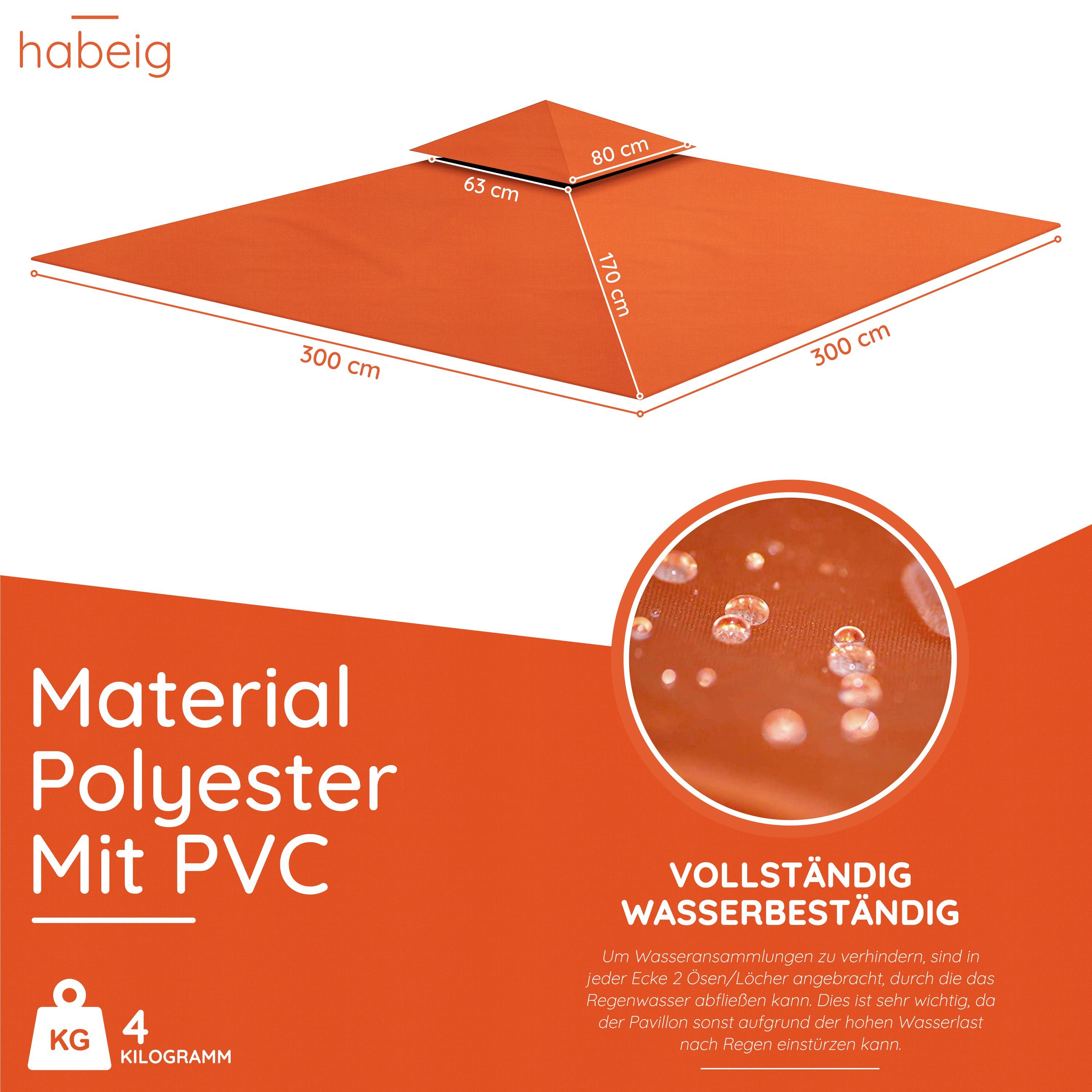 habeig Pavillon-Ersatzdach Ersatzdach 340g/m² SPITZ PVC günstig online kaufen