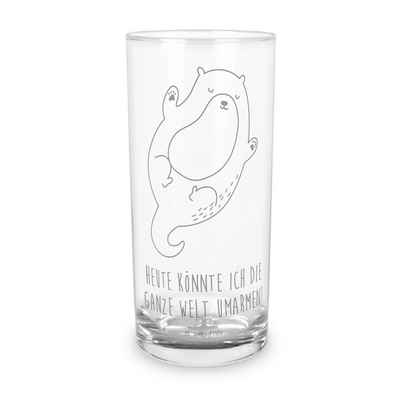 Mr. & Mrs. Panda Glas 400 ml Otter Umarmen - Transparent - Geschenk, hallo, Trinkglas mit G, Premium Glas, Magische Gravur