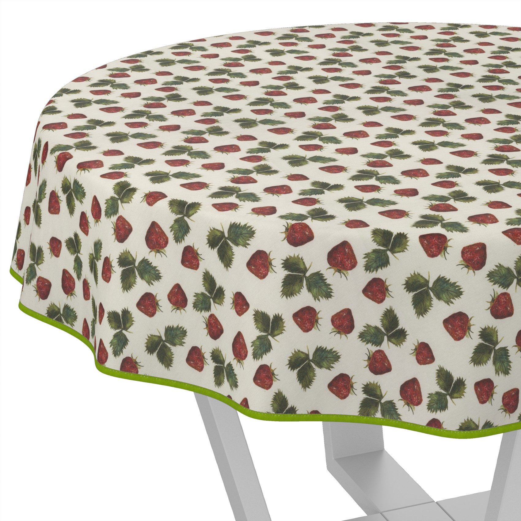 ANRO Tischdecke LANA Giovanna-Blumen Wachstuch 2.0 (Einzelstück 1-tlg), wasserabweisend Giovanna-Blumen Rot-Grün Rund 100cm