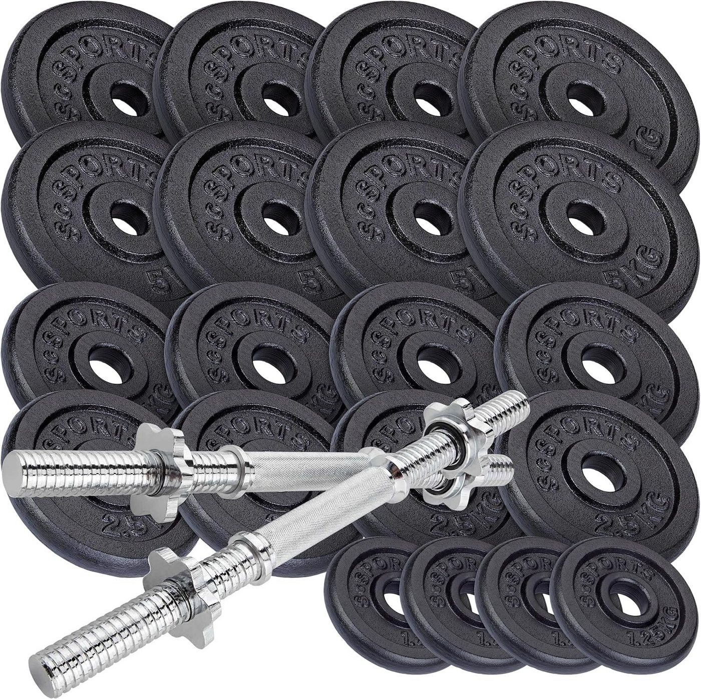 ScSPORTS® Kurzhantel Kurzhanteln 70 kg 30mm Kurzhantel 2er Set Gusseisen Hantelset Gewichte