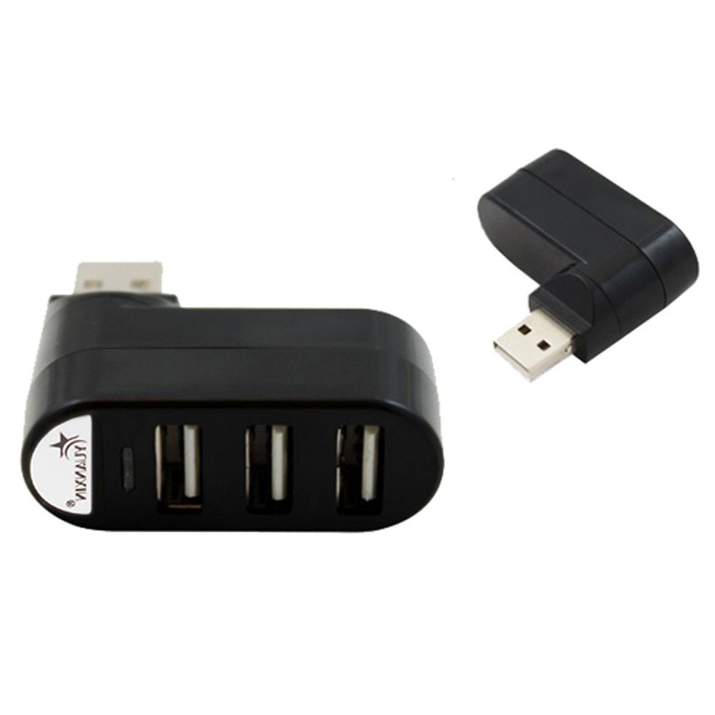 Bolwins O39 USB 2.0 Hub 3x Port Verteiler Adapter drehbar 180° für PC Laptop USB-Adapter USB-A zu USB Typ A, 0 cm, 3-Port USB-Hub, LED-Anzeige, 180° drehbar, Plug & Play, Hot-Swap-fähig