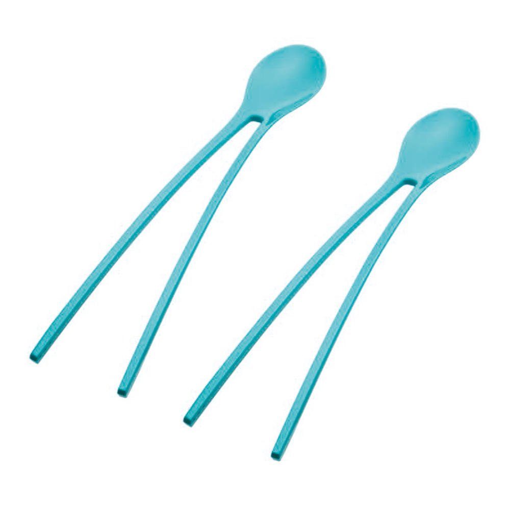 Kunststofflöffel Twinny Stäbchenlöffel Solid Türkis 2er Set