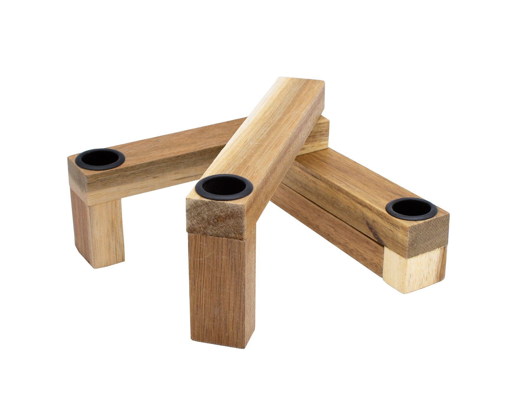 Tischkerzenhalter 4 4 für Kerzenhalter 1 Stabkerzen Kerzentüllen) klappbar Holz (Packung, Spetebo St., mit