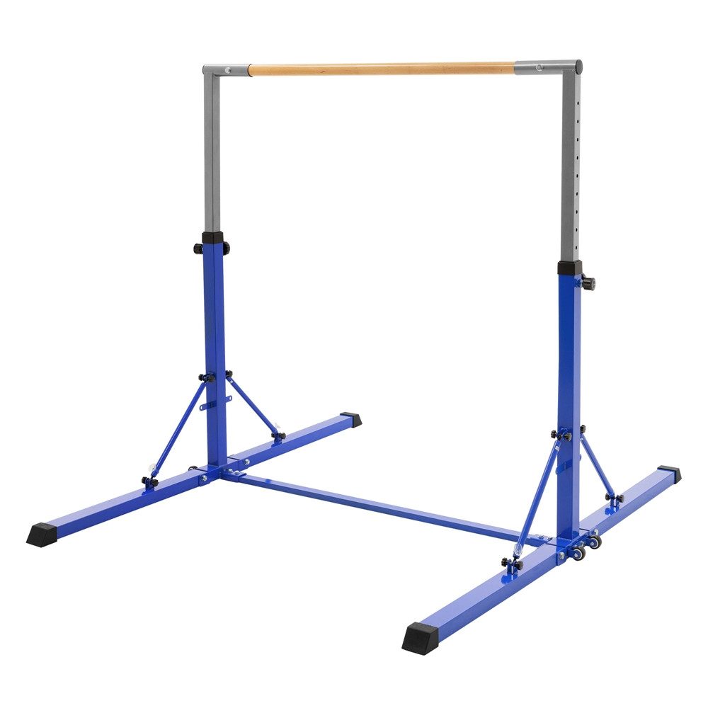 Hauki Turnreck Kinder Gymnastik Turnstangen Trainingsgeräte bis 100kg Indoor/Outdoor, Heimtraining Reckstange faltbar & höhenverstellbar 95,5-150cm Blau