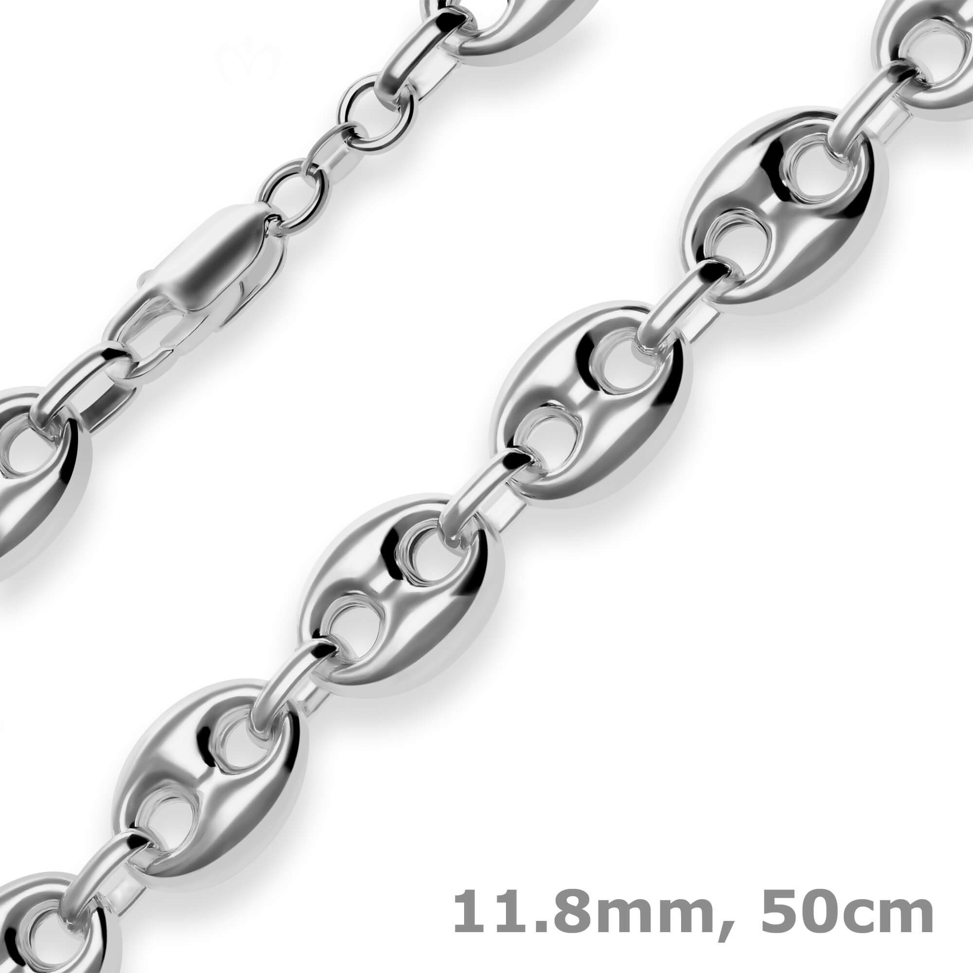 Silberkette 11,8mm Schiffsankerkette aus 925 Silber rhodiniert 50cm