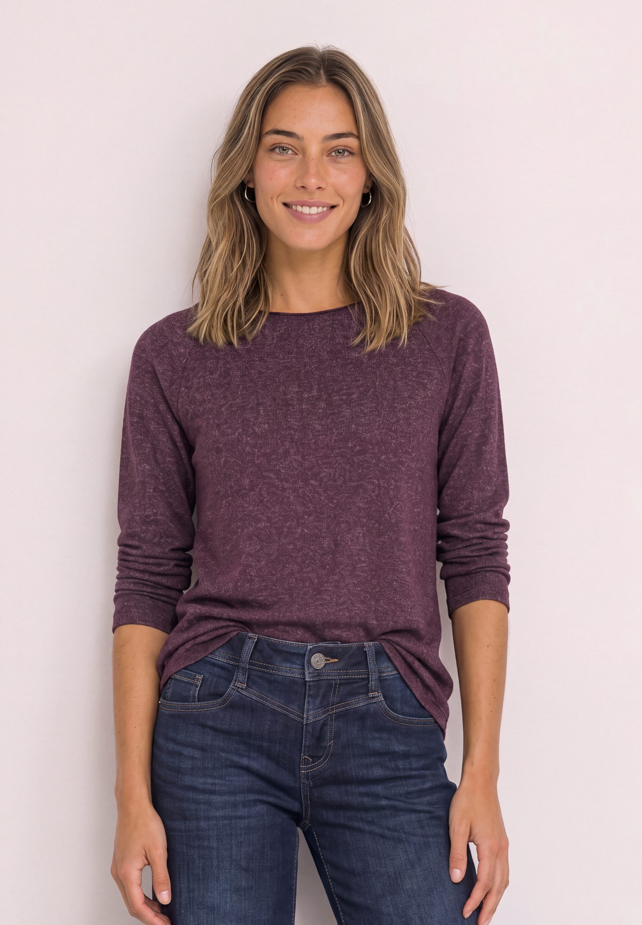 STREET ONE Langarmshirt aus softem Materialmix