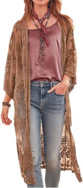 FIDDY Cardigan Damen Open Front Beach Cover Up See Through Cardigan (1-tlg)