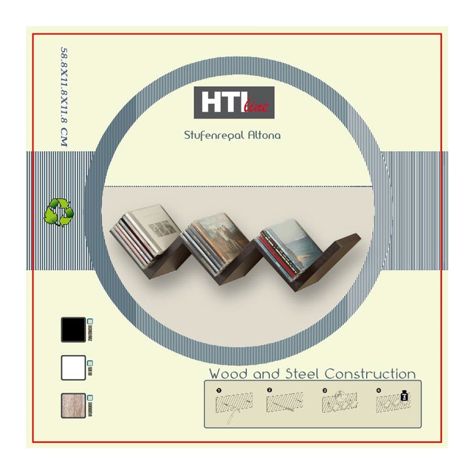 HTI-Line CD-Regal Stufenregal Altona, Stück 1-tlg., Wandregal Bücherregal C günstig online kaufen