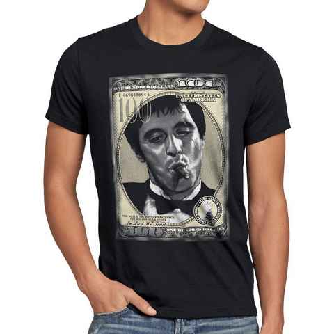 style3 Print-Shirt Herren T-Shirt Tony Dollar montana scarface al pacino pablo exobar kokain schein