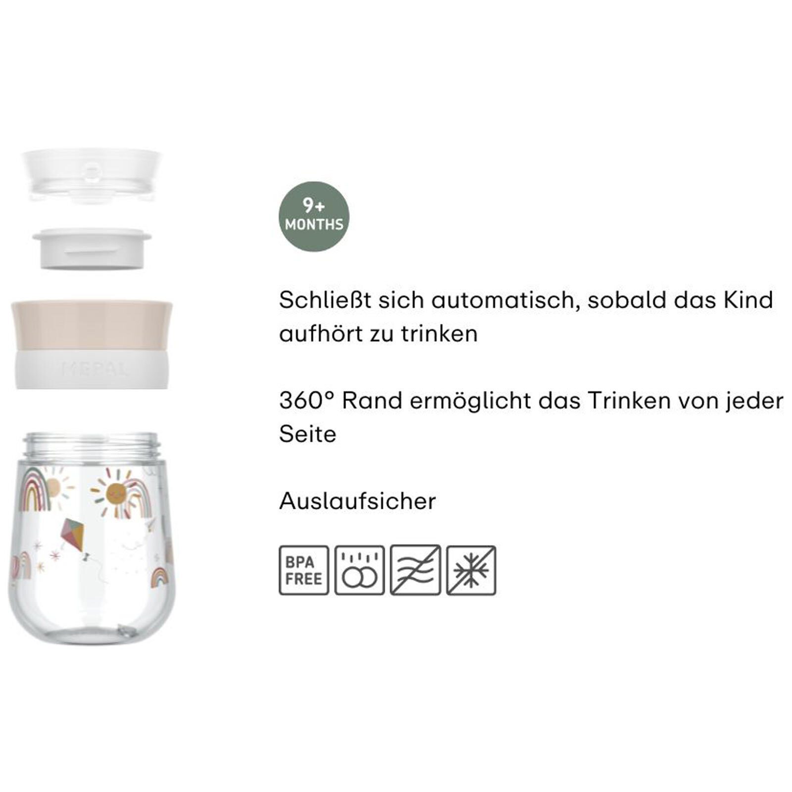 Mepal Kinderbecher Mio (2025) 360° Trinklernbecher 300 ml, 1-tlg., Polypropylen, Silikon, Tritan