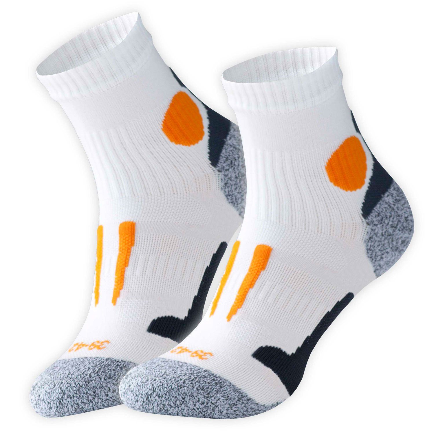 Weiß-Orange Unisex Funktionssocken Funktionssocken, Stark & Soul® Quarter Lauf- 2 Paar