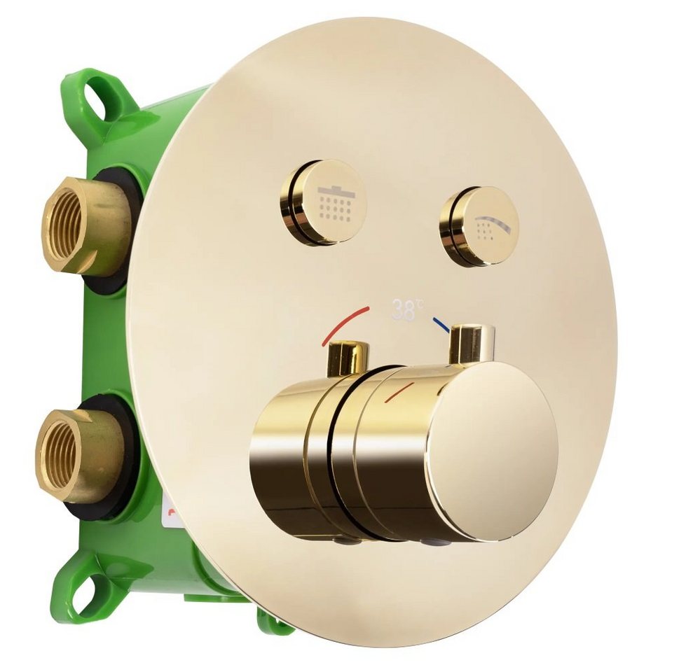 Thumbnail - wohnwerk.idee Duschsystem Dusche Unterputz mit Thermostat Regendusche Gold Matt Poliert