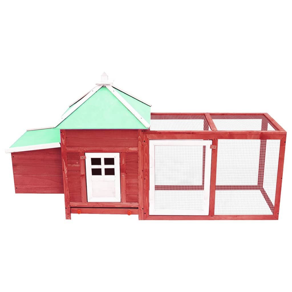 vidaXL Hühnerstall, Hühnerkäfig mit Hühnernest Rot 190x72x102 cm Tanne Massivholz