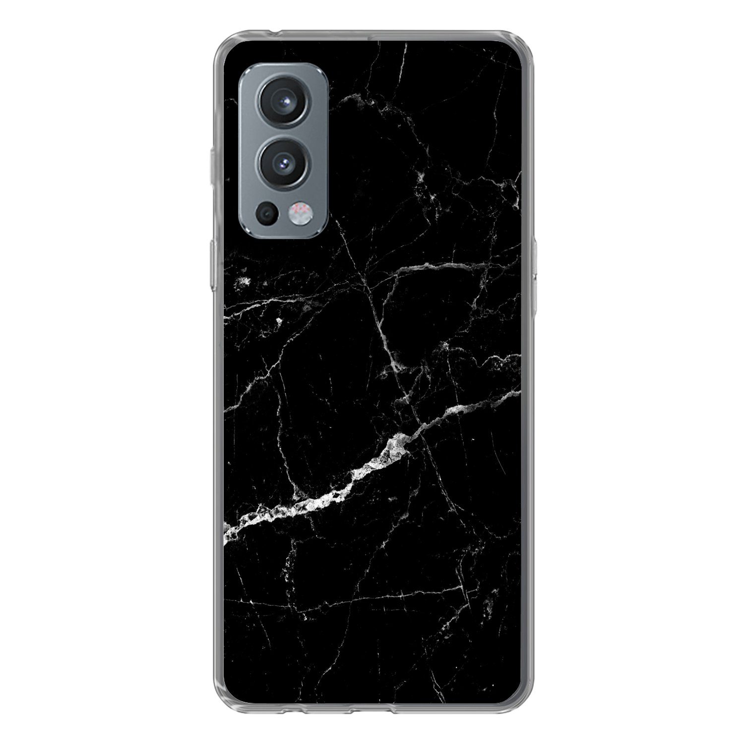 MuchoWow Handyhülle für OnePlus Nord 2 5G Marmoroptik - Schwarz - Luxus, Phone Case, Silikon, Schutzhülle Dünn