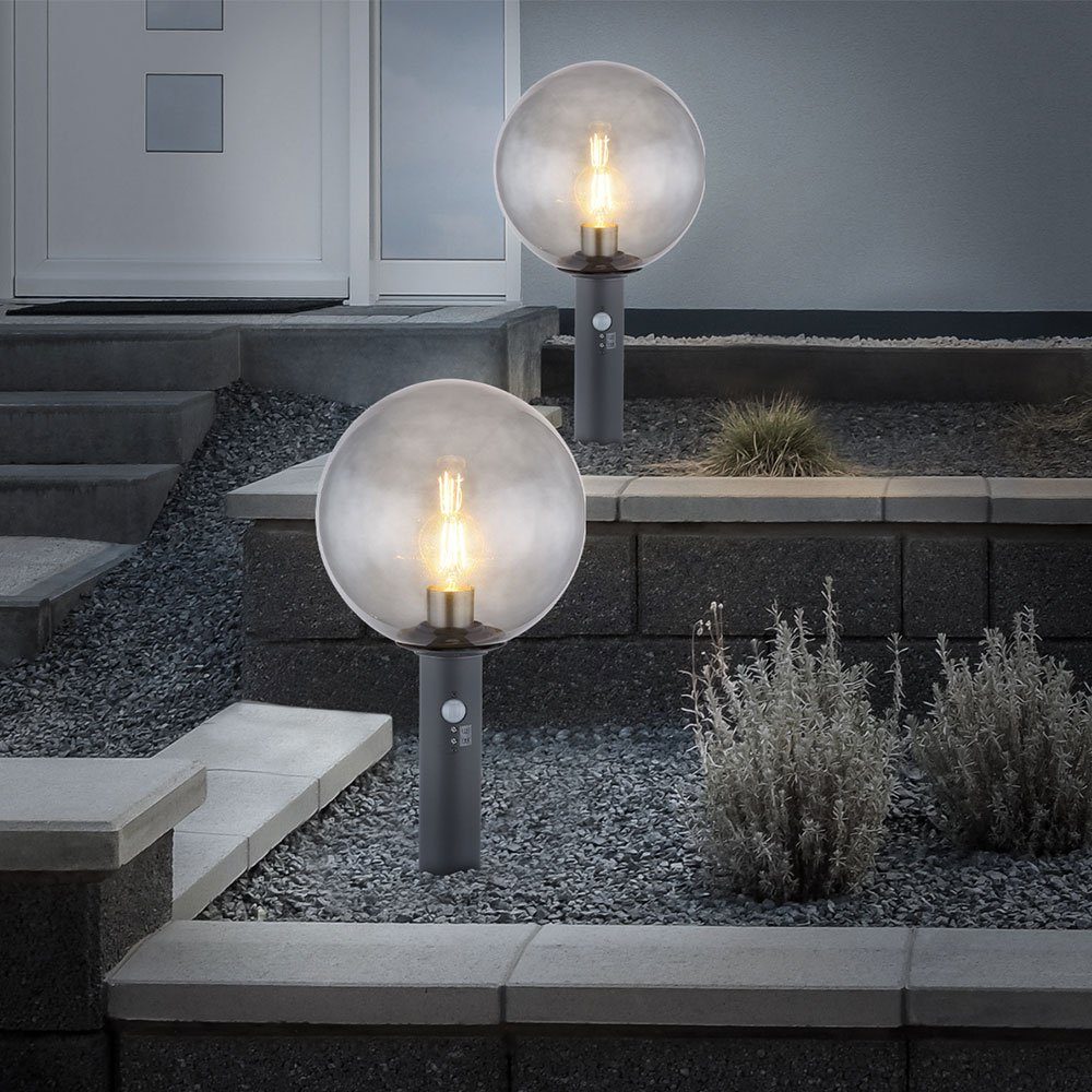 Leuchtmittel Außen Gartenlampe Globo Sockelleuchte mit Standlampe mit nicht Bewegungsmelder Sockelleuchten, inklusive,