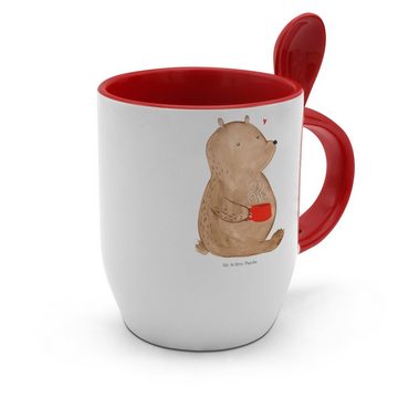 Mr. & Mrs. Panda Tasse Bär Kaffee - Weiß - Geschenk, Teddy, Tasse, Kaffeetasse, Tasse mit Sp, Keramik, Inklusive Löffel