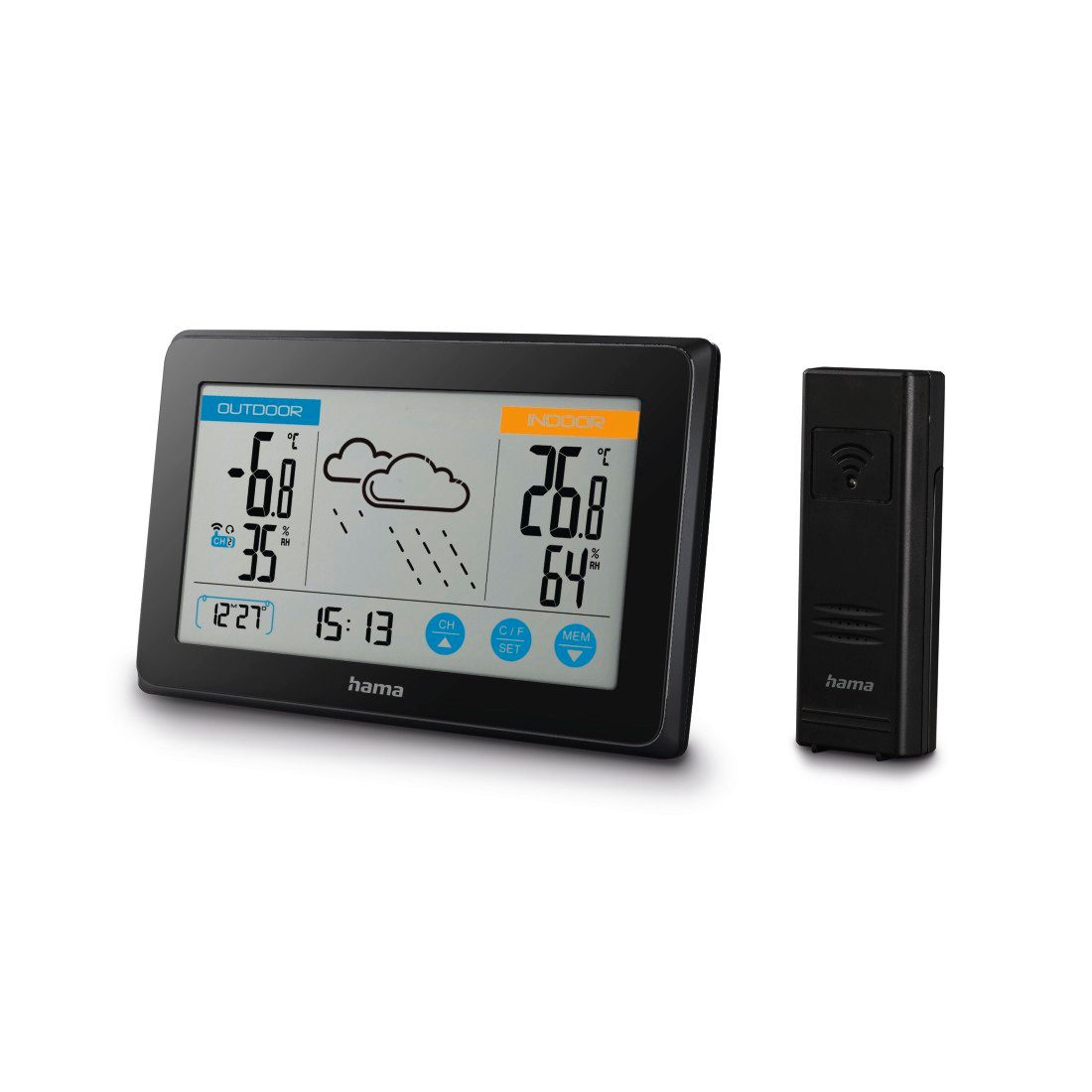 Hama Wetterstation mit Außensensor, Funk, Innen-/Außentemperatur Wetterstation (Wettervorhersage/Touch-Display)