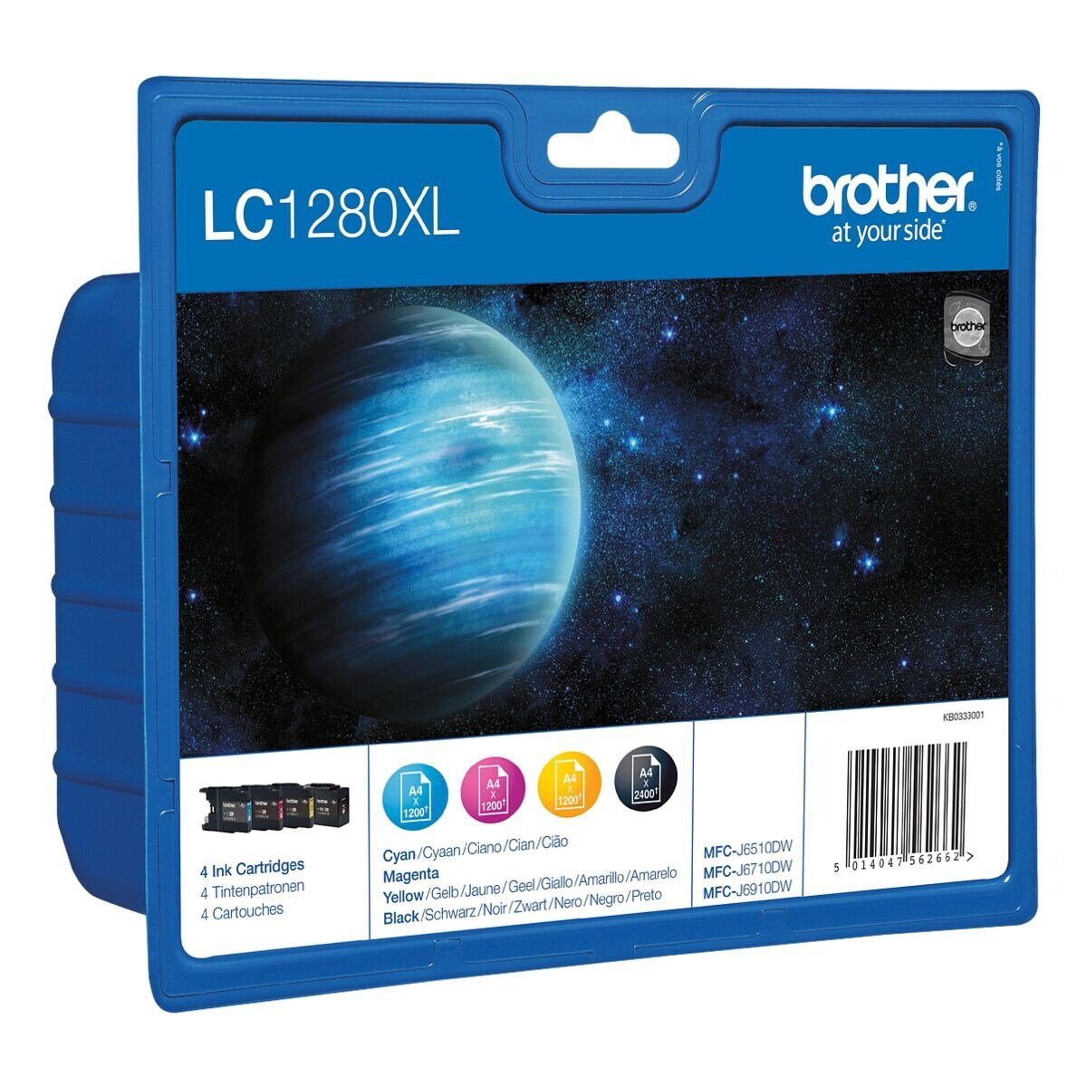 Brother LC-1280XLVALBPDR Tintenpatrone (Set, Original Druckerpatronen, schwarz, cyan, magenta, gelb)