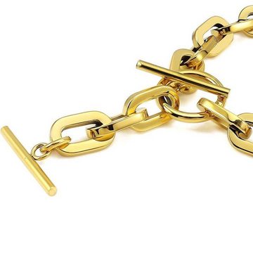 ROUGEMONT Gliederkette Massive Damen T-Toggle Statementement Halskette Kette 18 K Gold, Hypoallergen