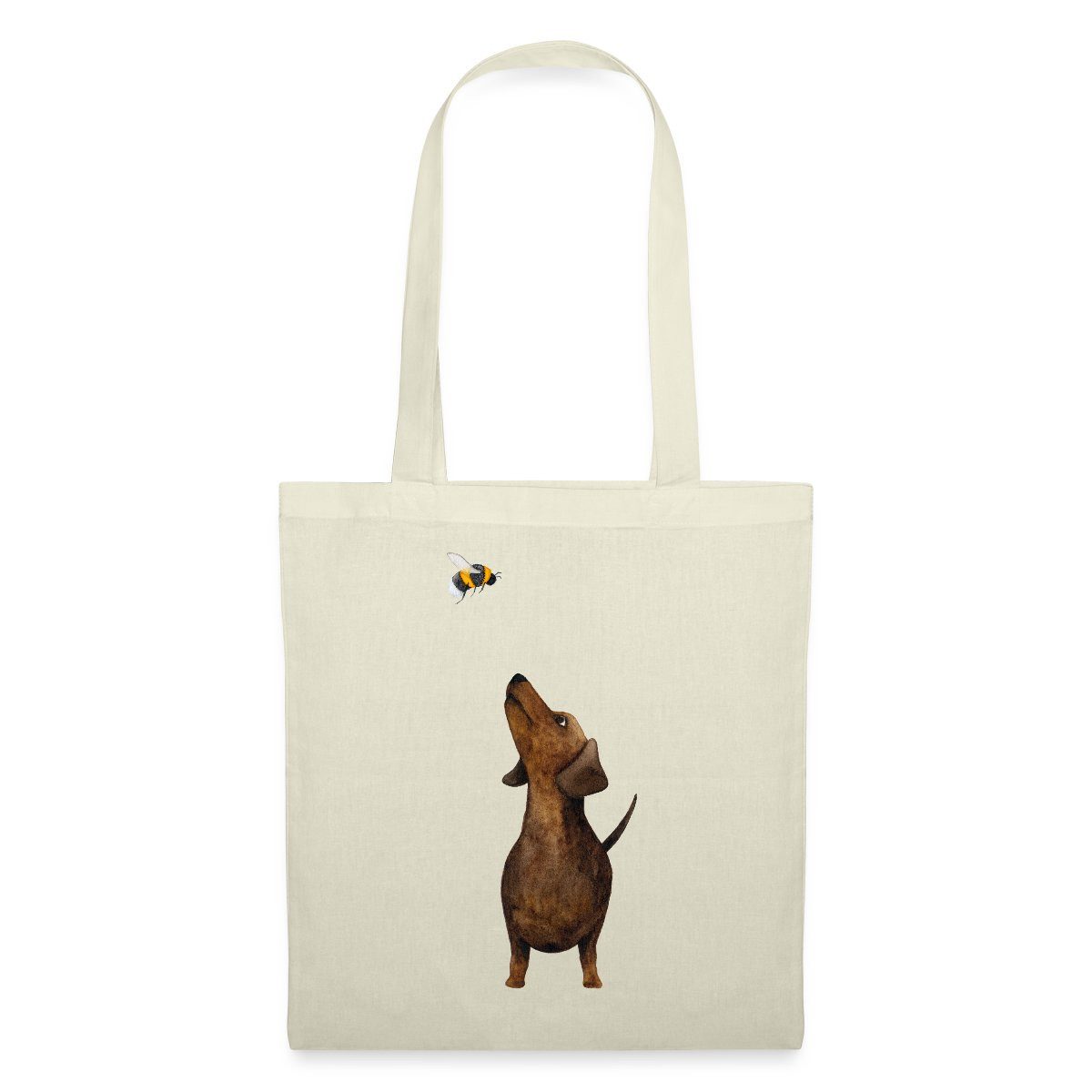 Spreadshirt Henkeltasche Dackel mit Hummel Süßestes Dackel Geschenk Stoffbeutel (1-tlg)