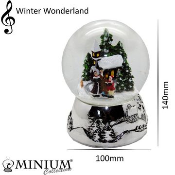 MINIUM-Collection Schneekugel Schneekugel Weihnachtsspaziergang auf Sockel silber 100mm Breite