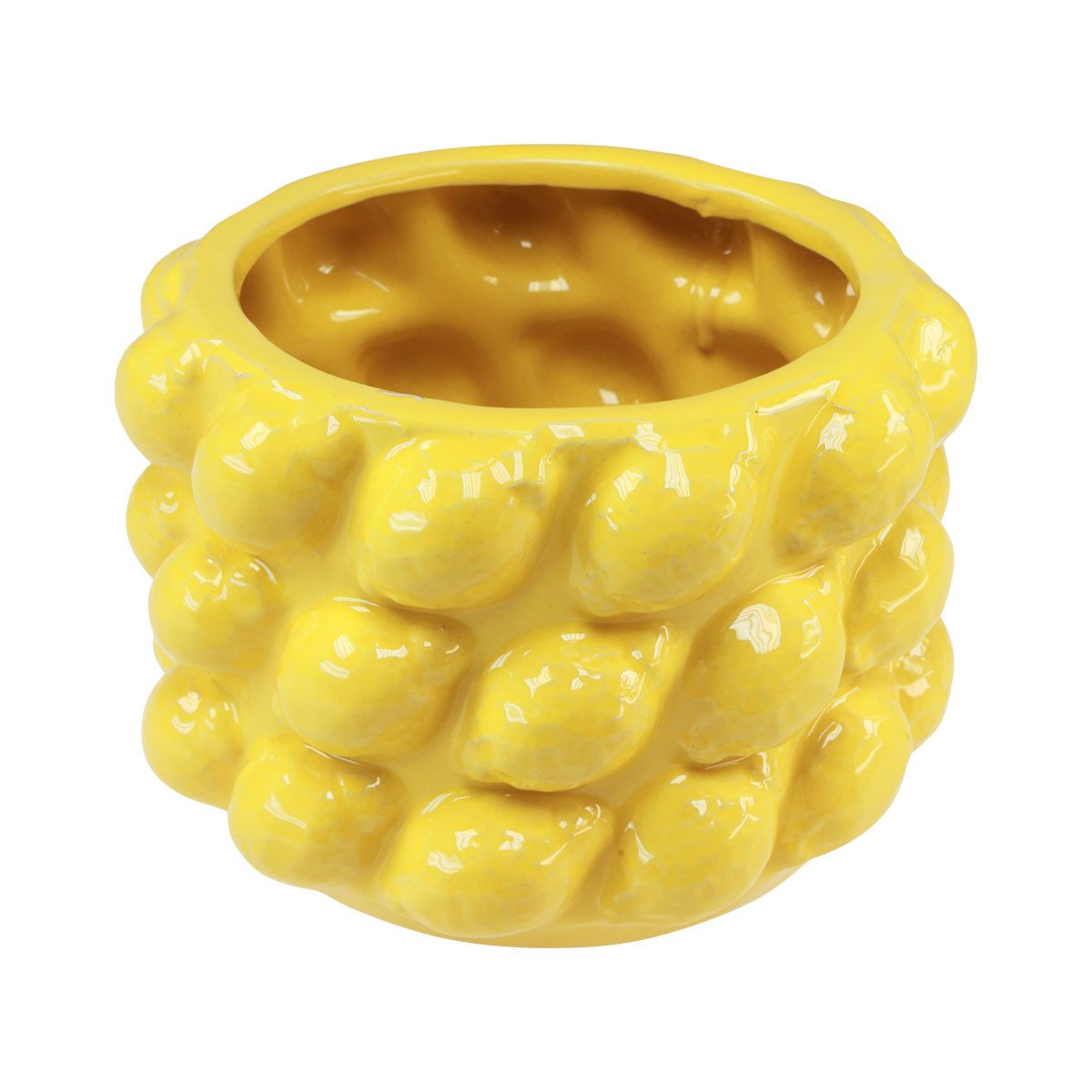 DIJK Übertopf Blumentopf Keramik Übertopf Zitronen Gelb Ø18cm Deko