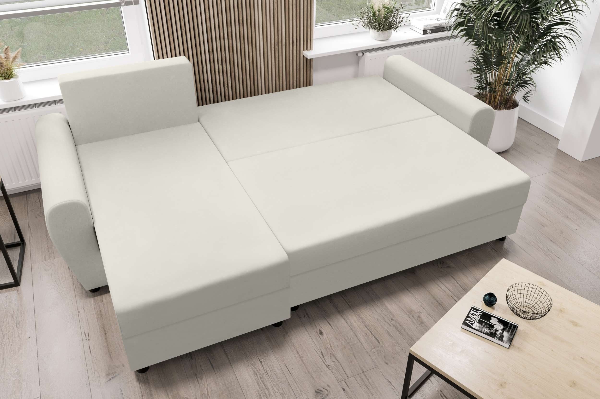 mit L-Form, Melina, Design Bettkasten, Sofa, Stylefy Bettfunktion, Sitzkomfort, Modern Eckcouch, Ecksofa mit