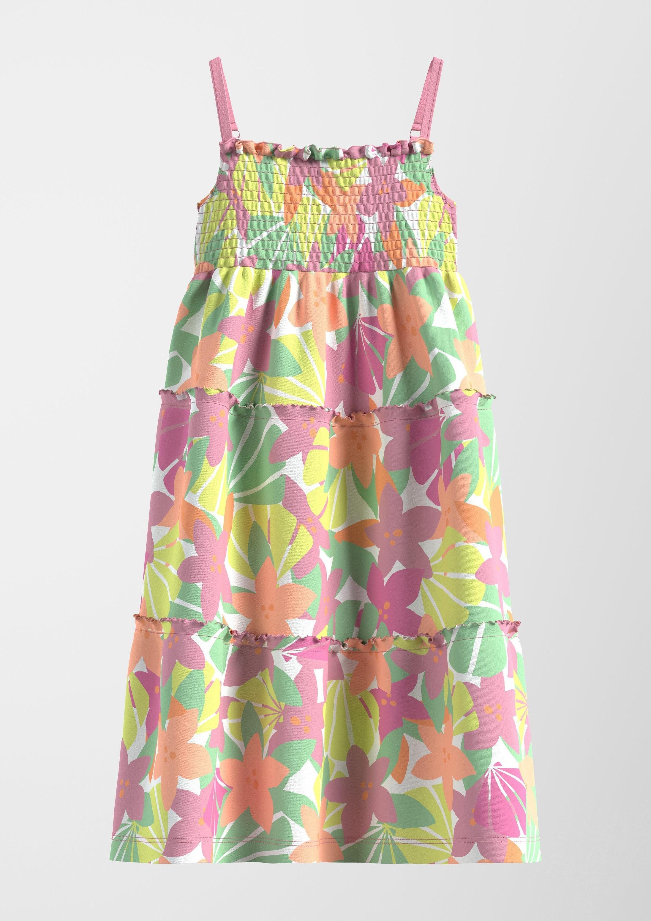 s.Oliver Maxikleid Kleid Kleid mit elastischem Smok-Detail