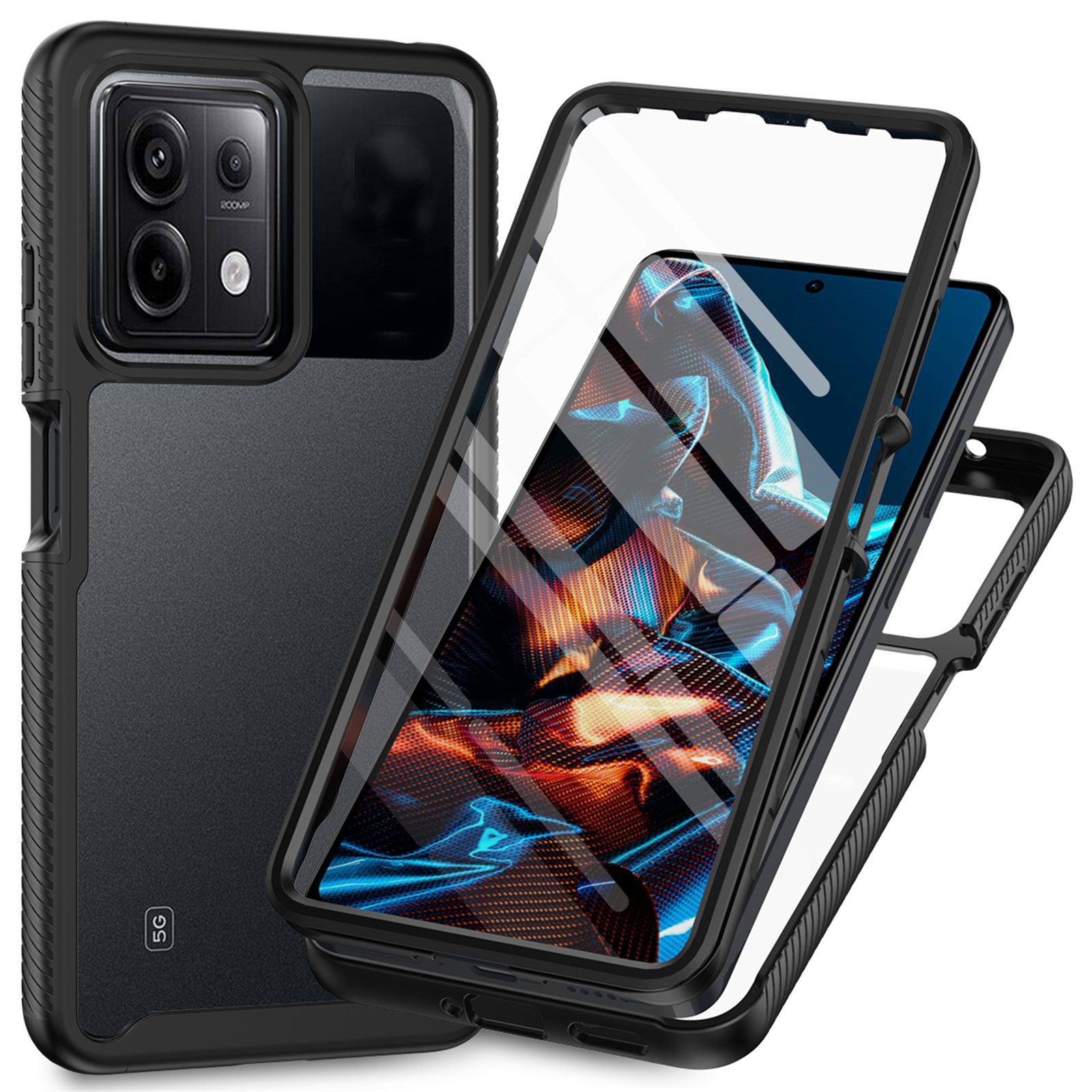 betterfon Handyhülle für Xiaomi Redmi Note 13 Pro 5G TPU Case mit 360° Rundumschutz, 360 Grad Hülle mit Displayschutz und Fingerprint