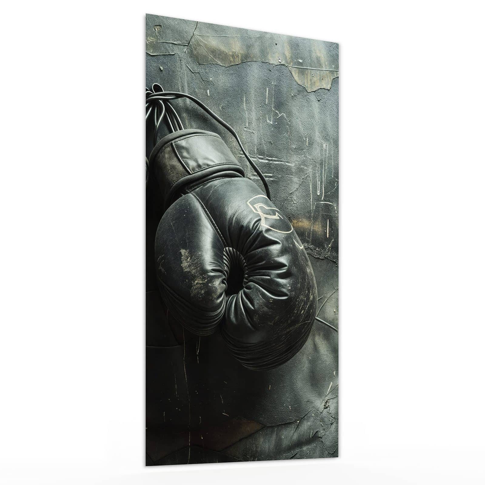 Primedeco Glasbild Boxhandschuhe an Wand, modernes Wandbild aus Glas & Wanddeko, Sport, 4 mm ESG-Sicherheitsglas, inkl. Aufhängung, für Küche, Wohnzimmer, Bad