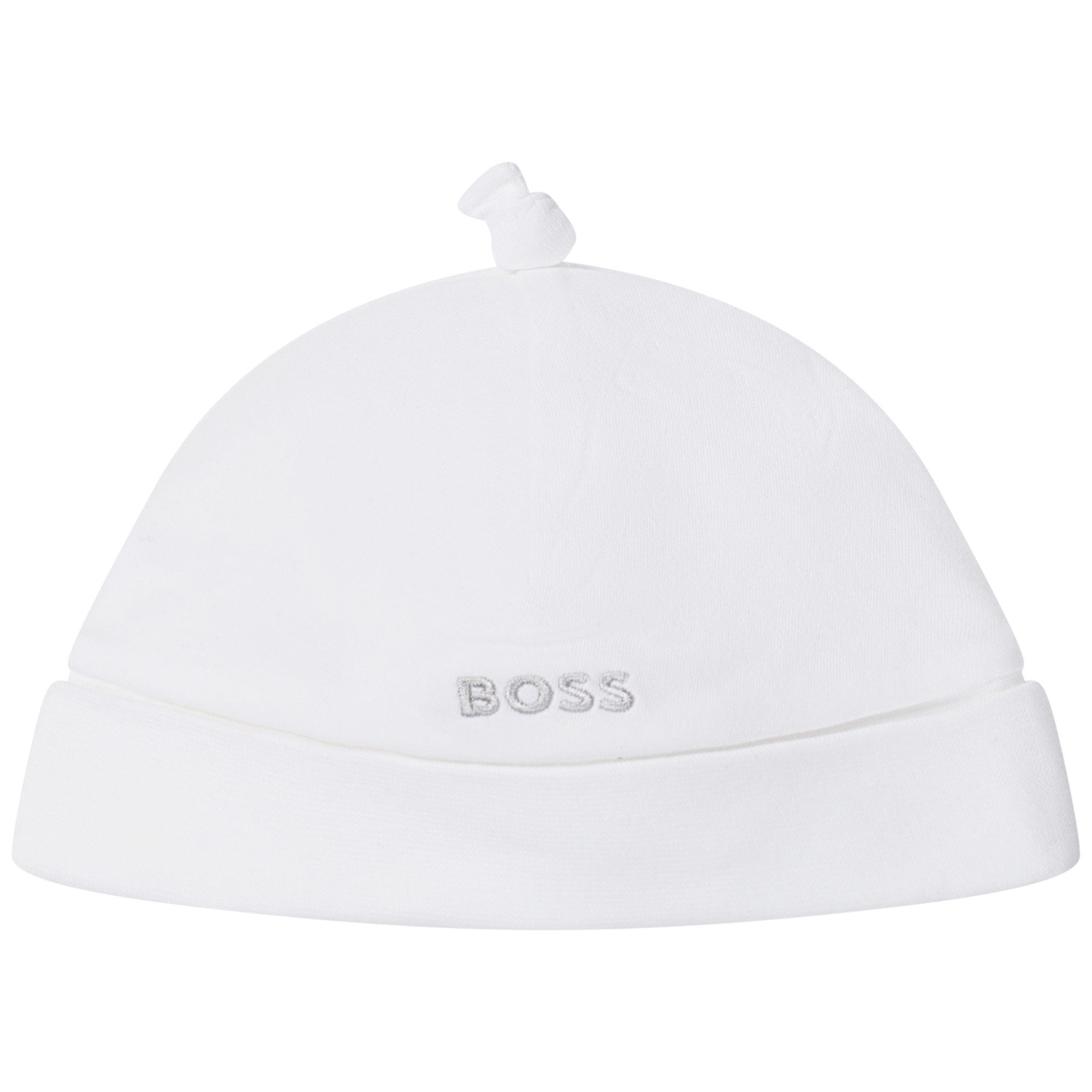 Boss Kidswear Erstlingsmütze Boss Kidswear Baby Mütze mit Knoten und Logo weiß