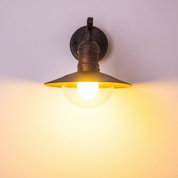 hofstein Außen-Wandleuchte »Riva« Außenwandlampe abwärts aus Metall u. Kunststoff in Braun/Gold, ohne Leuchtmittel, m. E27, Retro/Vintage Außenleuchte für Terrasse u. Hof