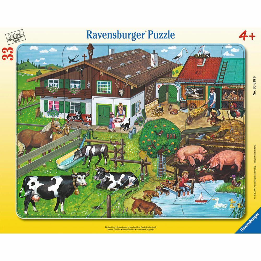 Ravensburger Rahmenpuzzle Tierfamilien - Rahmenpuzzle, 33 Пазлыteile