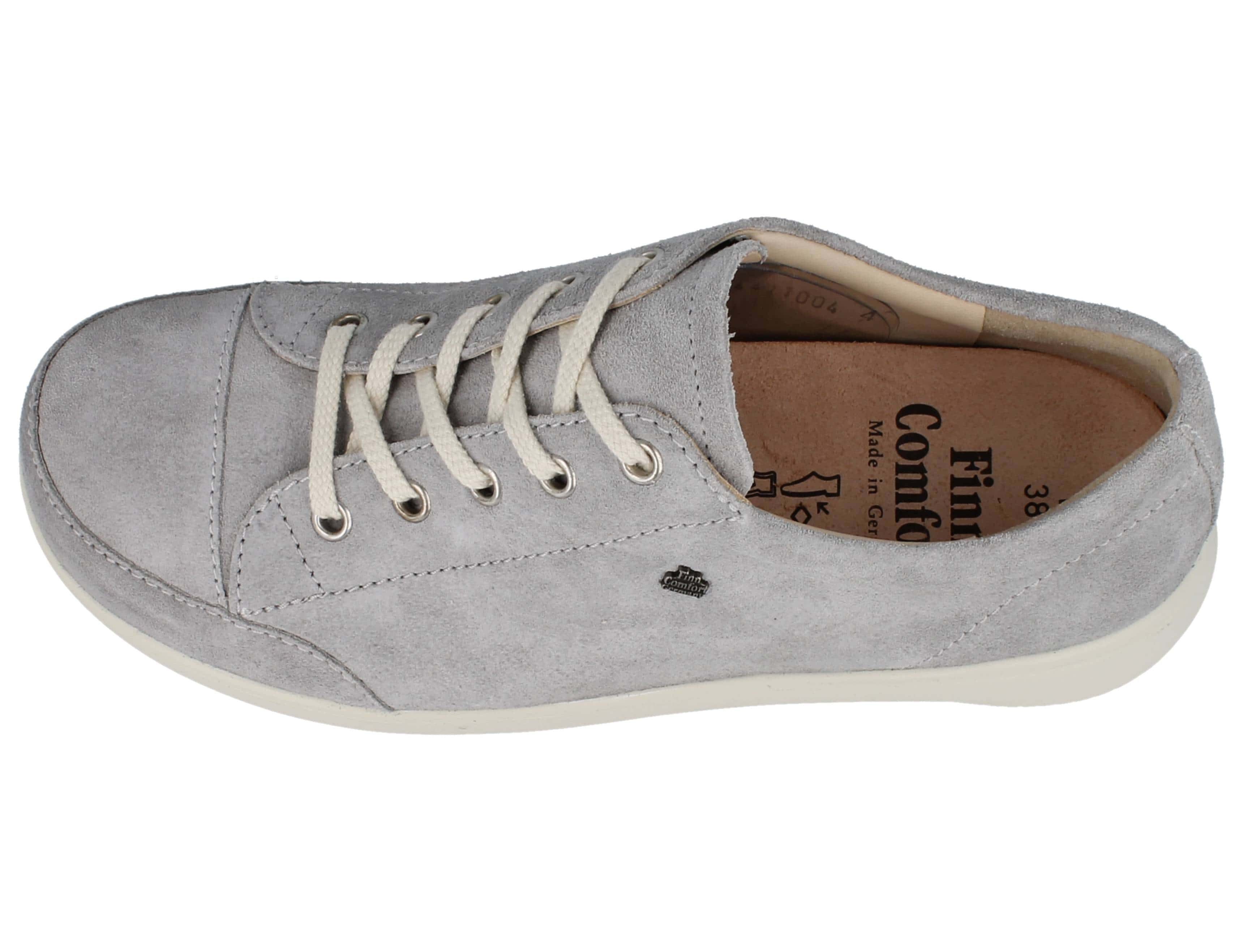 Finn Comfort FINN COMFORT Fataga Damen Schnürhalbschuhe grau Veloursleder - Größe: Schnürschuh Wechselfußbett