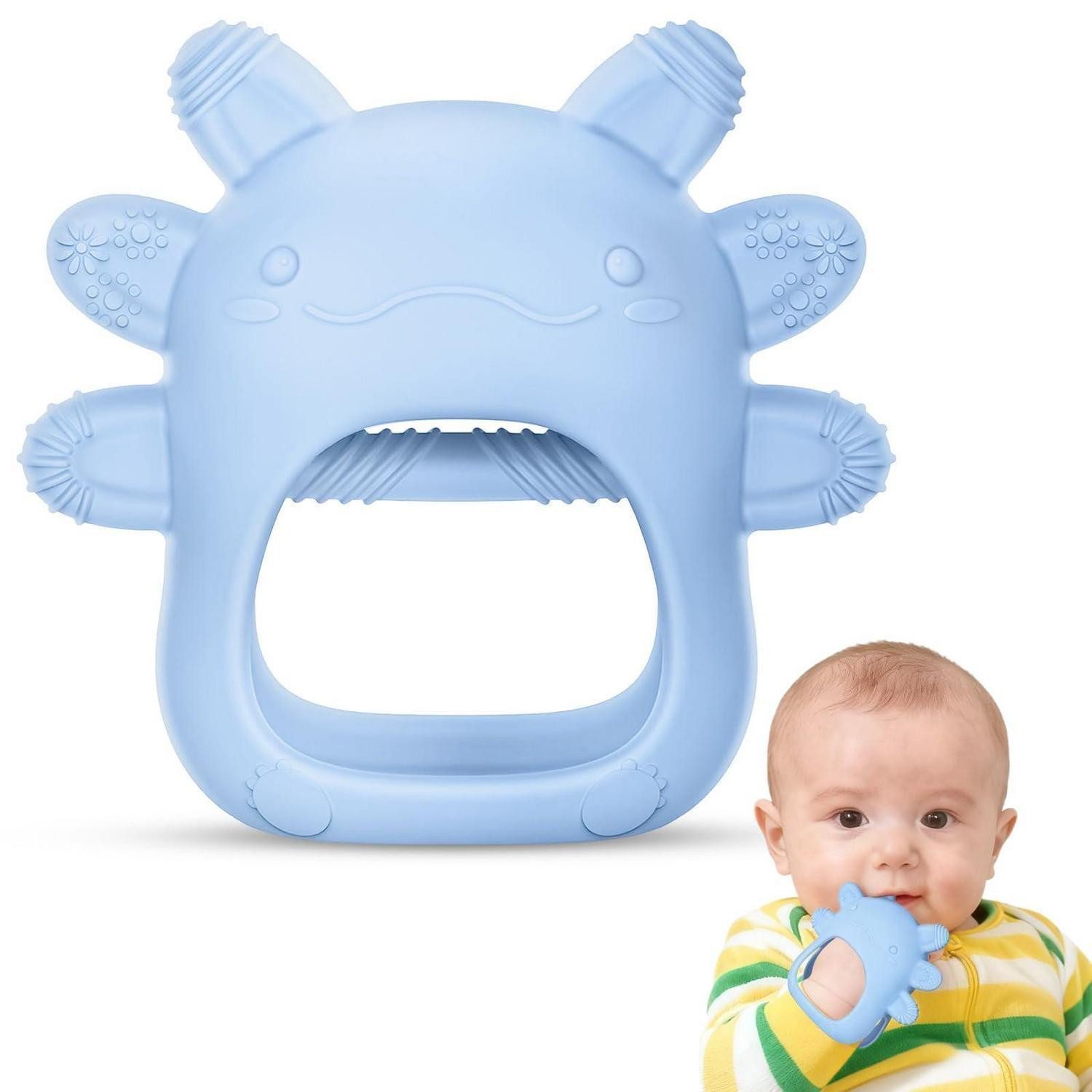 LuxusKollektion Beißring Beißring Baby Zahnungshilfe Silikon BPA frei Beißhandschuhe Blau