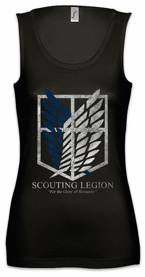 Urban Backwoods Tanktop Scouting Legion Ärmelloses Damen T-Shirt Attack On Logo Symbol Titan Games Gaming Symbol Military
