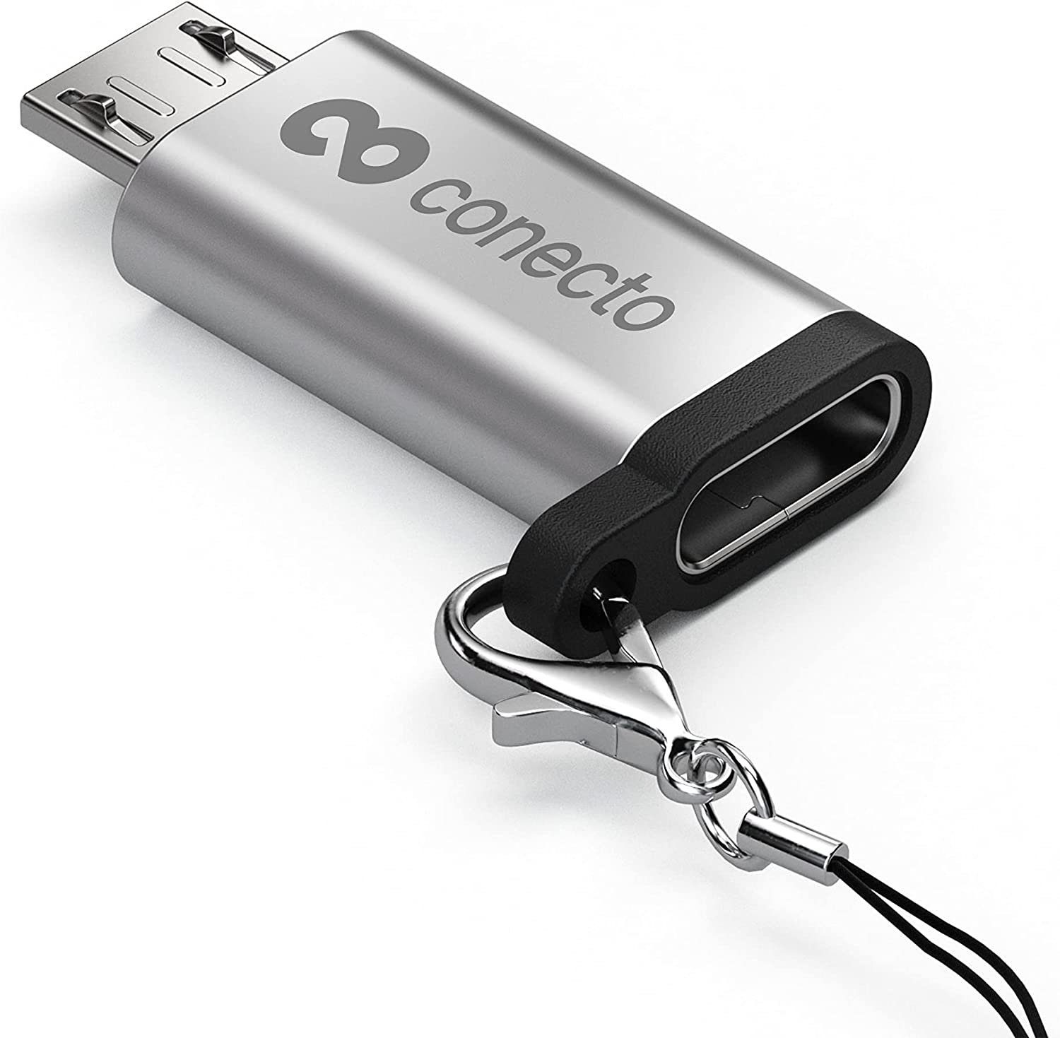 conecto conecto Micro USB auf USB-C Buchse OTG Adapter, alu USB-Kabel