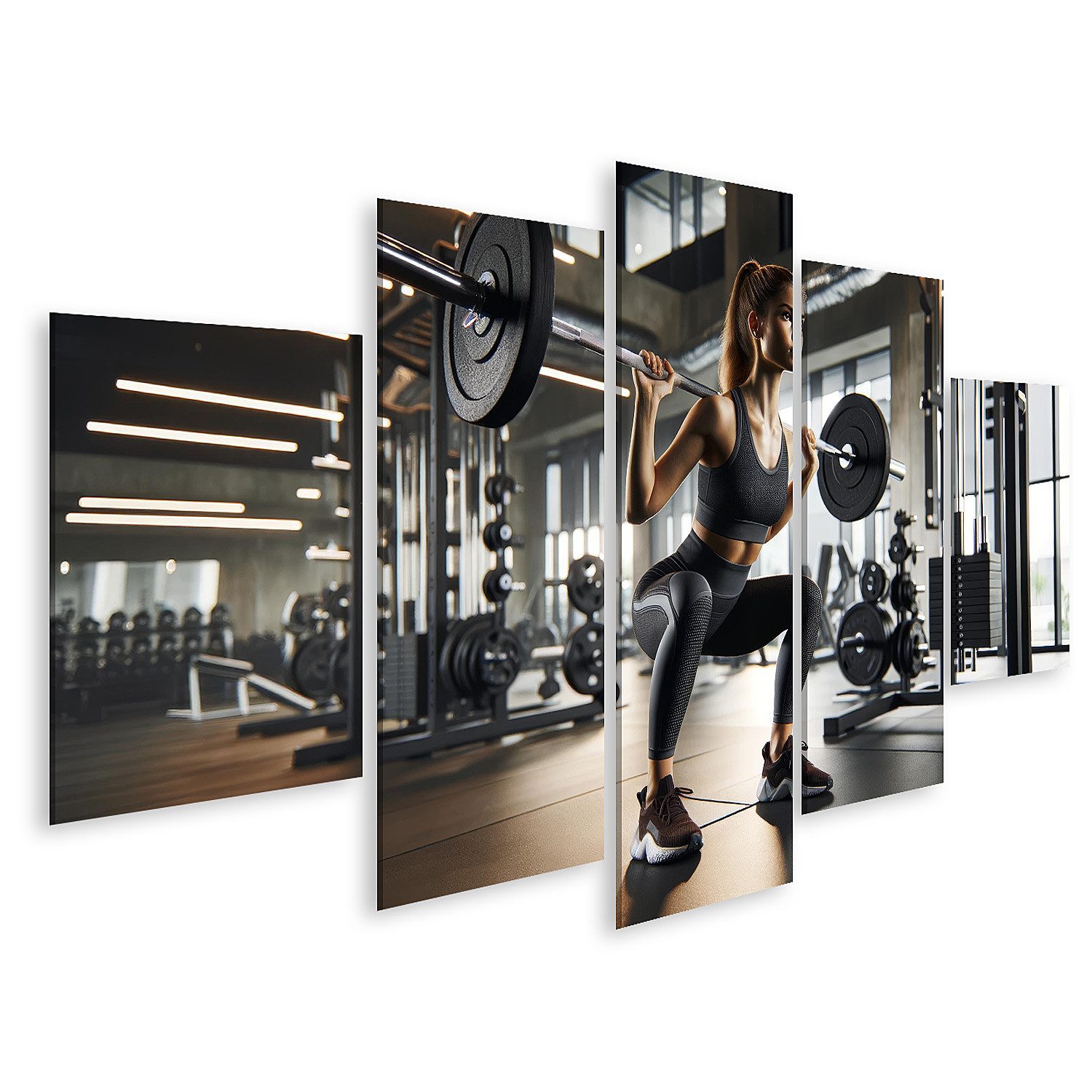 Leinwandbild Stählerne Disziplin in der Fitnessoase