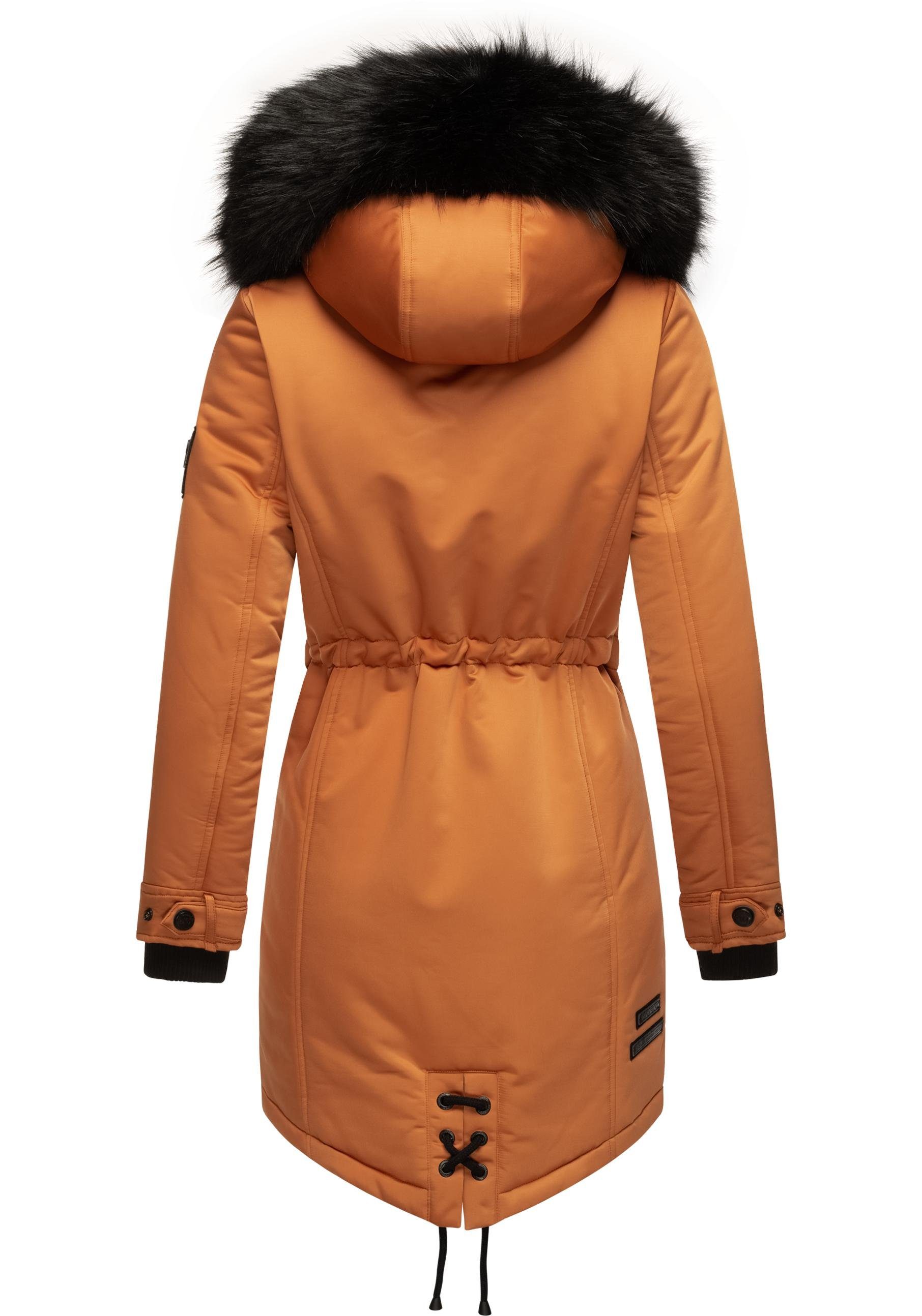 Navahoo Wintermantel Luluna Prc edler Parka mit großer Kunstfellkapuze