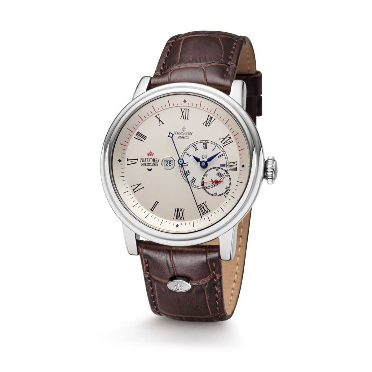 Kronsegler Automatikuhr Phaenomen Regulateur stahl-altweiss Herrenuhr 46 mm