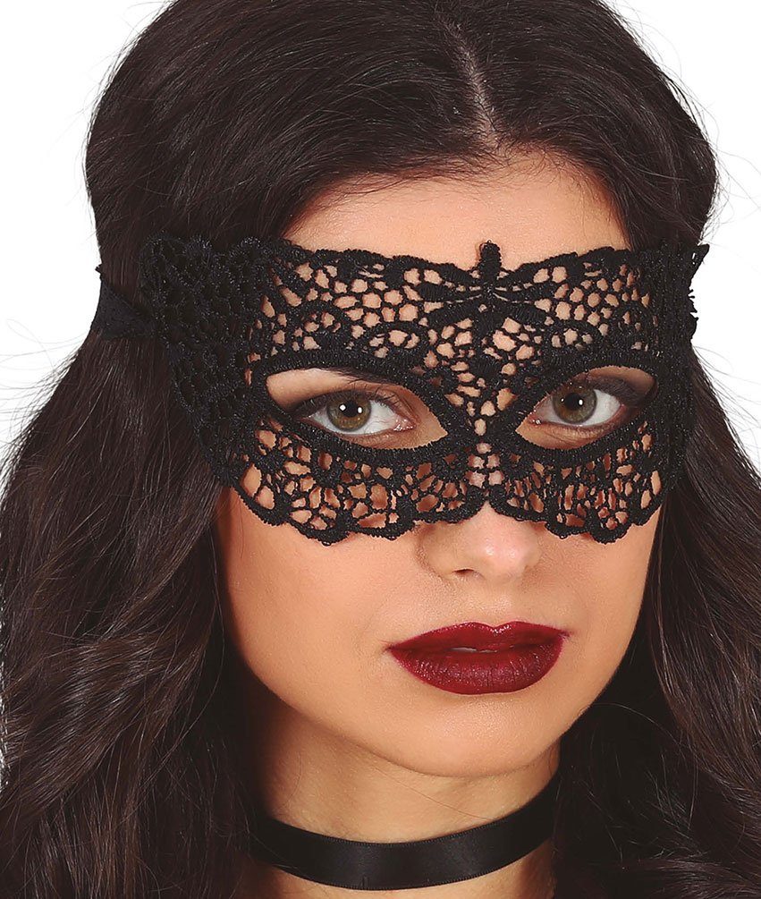 Kostüm Augenmaske schwarz mit Spitze