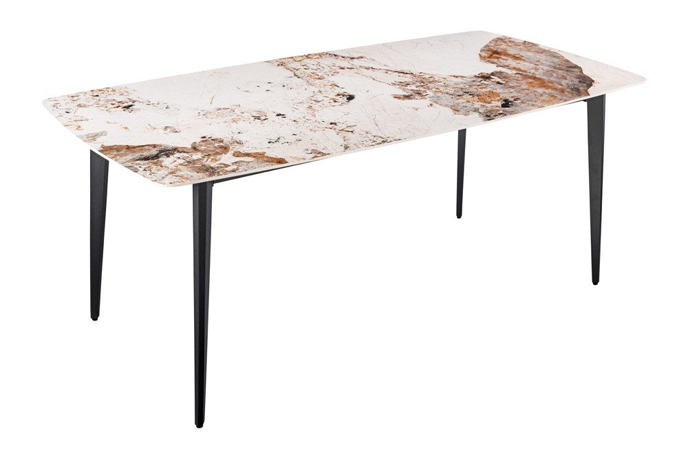 riess-ambiente Esstisch MILANO 180cm weiß-braun/schwarz - Keramik, Metallbeine, Pandora-Design (Einzelartikel, 1-St), Platz für bis zu 8 Personen - ideal für Esszimmer & Küche