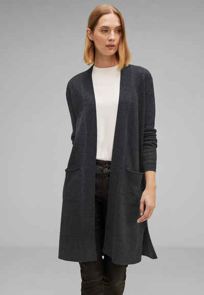 STREET ONE Cardigan Offener Long Cardigan Melange-Optik