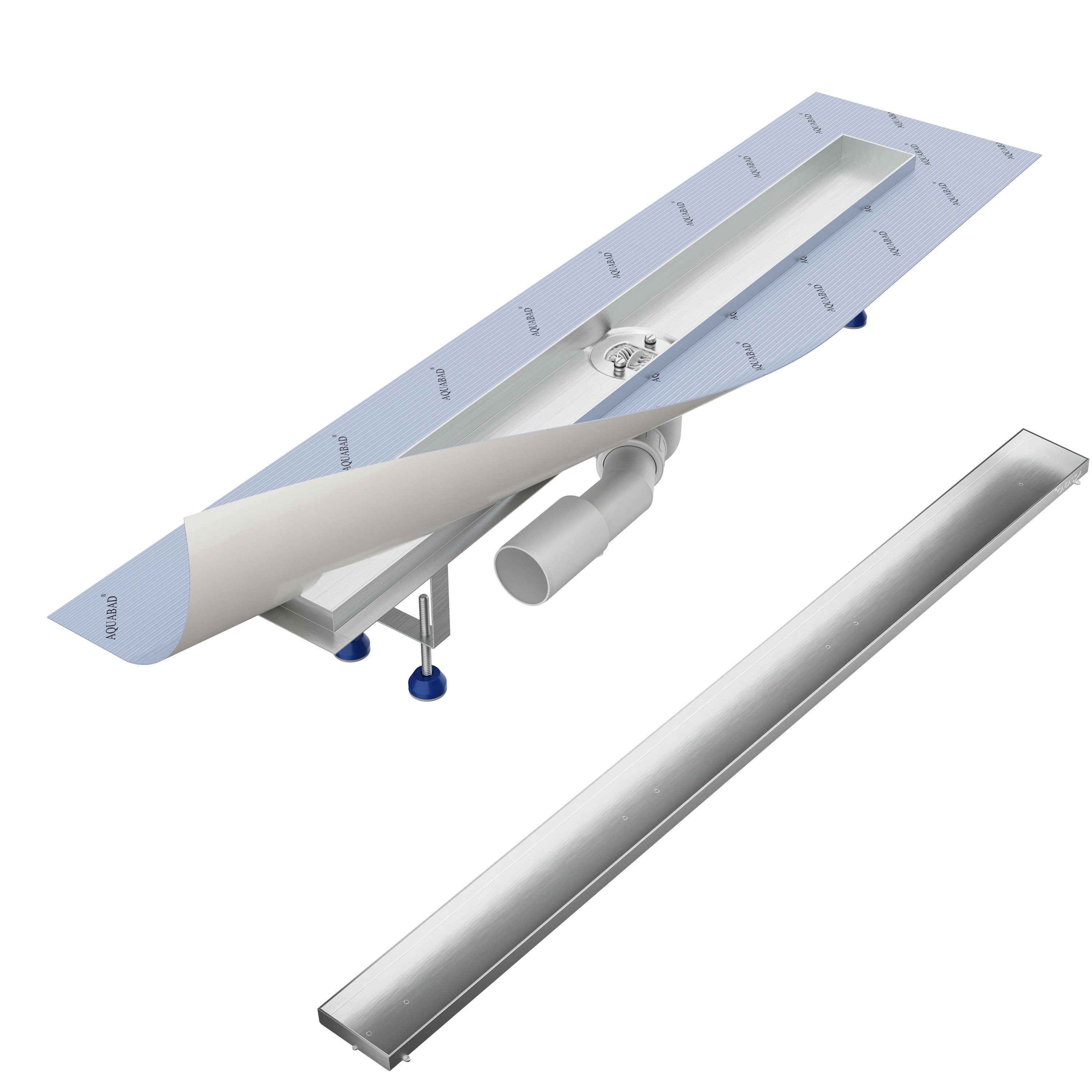 Aquabad® Duschrinne SDS Pro Edelstahl Duschablauf, Haarsieb, Viega-Siphon, Komplett-Set, 1-St., Blende: Befliesbar