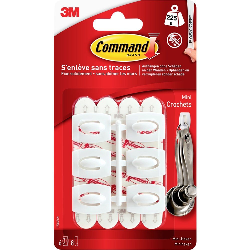 Klebehaken 3M Command™ Mini-Haken (L x B x H) 29 x 22 x 11 mm Weiß Inhalt: 6 St.